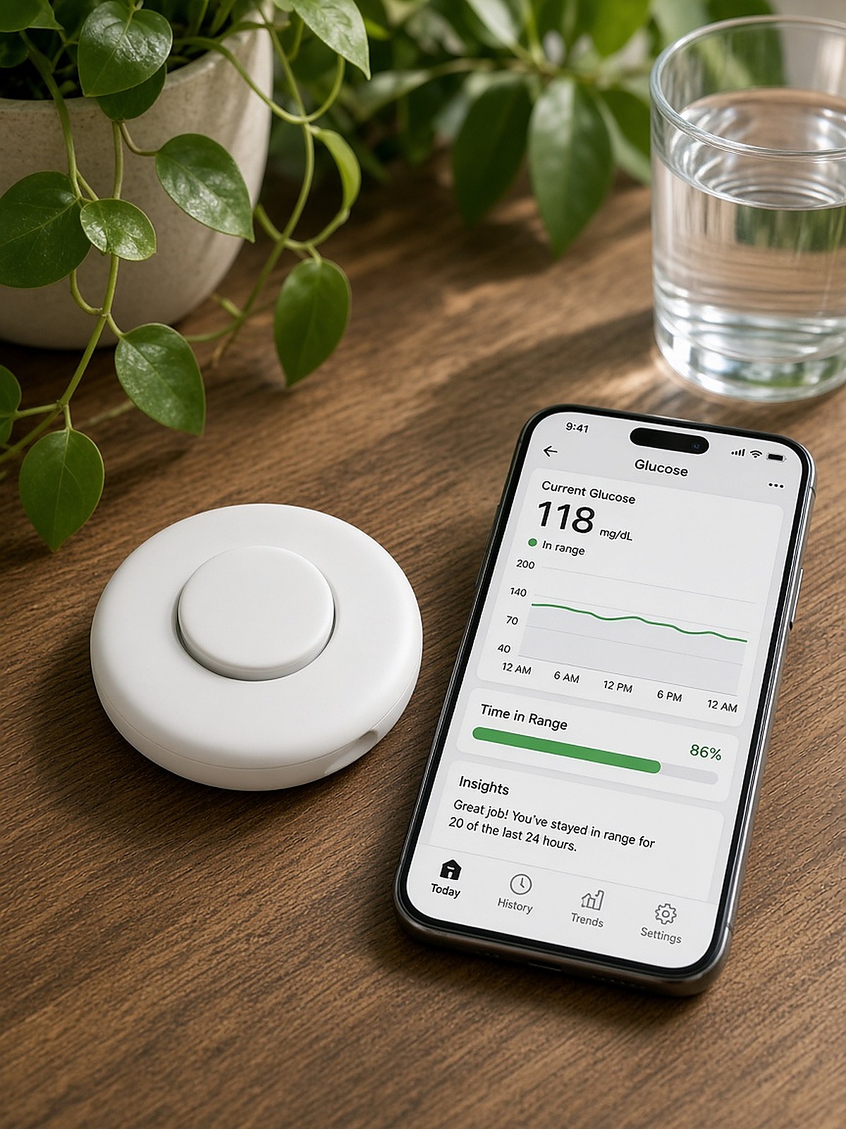 Continuous glucose monitoring system and mobile app