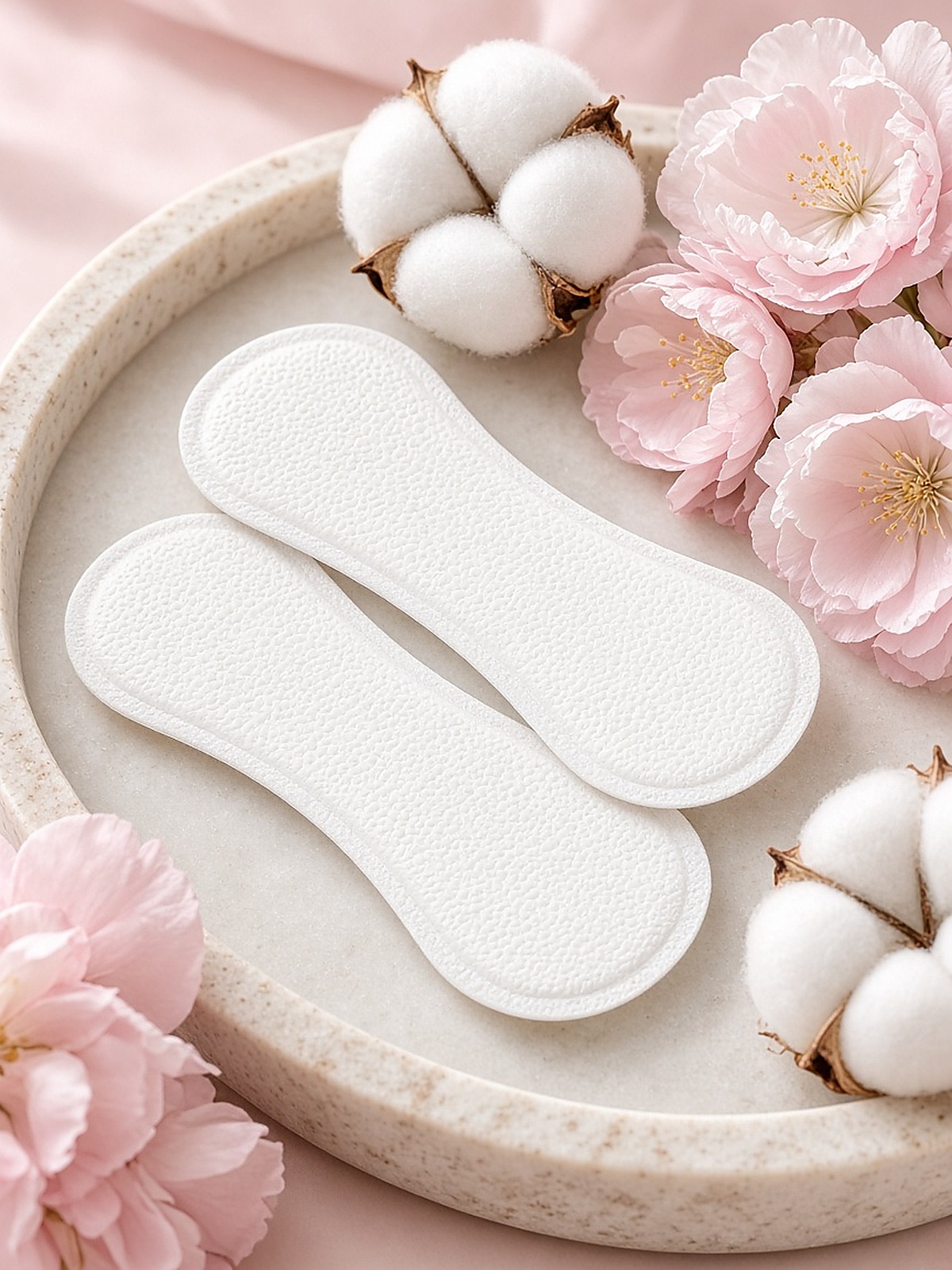 Premium sanitary pad products on natural stone