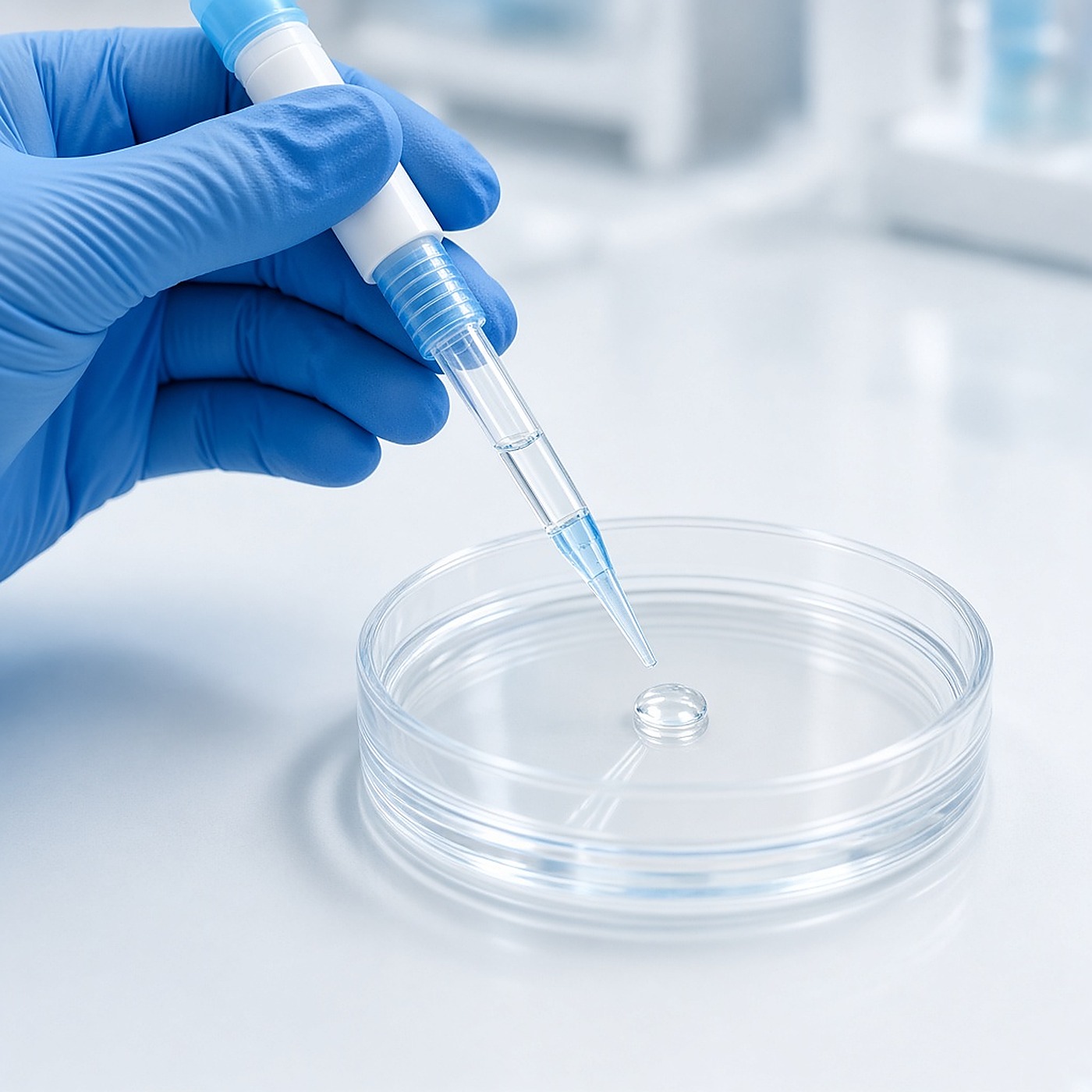 Quality inspection with pipette and petri dish